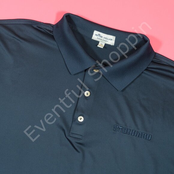 Peter Millar Polo Shirt Mens XL Blue Summer Comfort Golf Jersey Fabric Stonhard - Picture 1 of 7